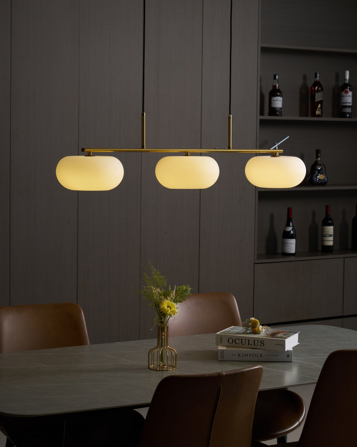 Sculptural Triple Pendant Light