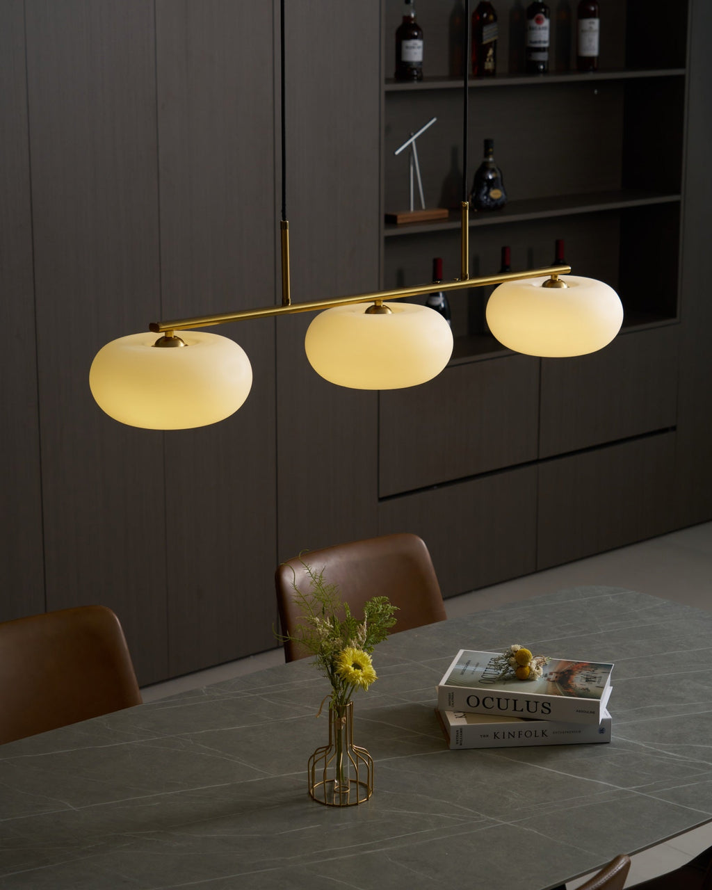 Sculptural Triple Pendant Light