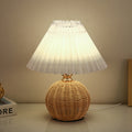 Nordic Rattan Pleated LED Table Lamp