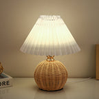 Nordic Rattan Pleated LED Table Lamp