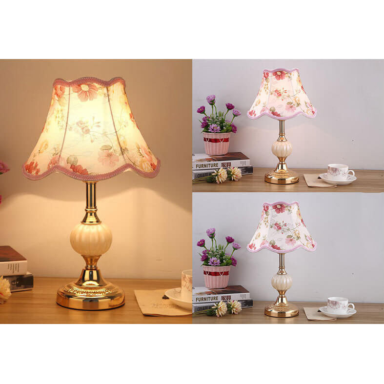 Nordic Floral Glass Table Lamp