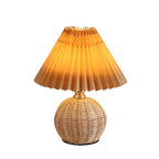 Nordic Rattan Pleated LED Table Lamp