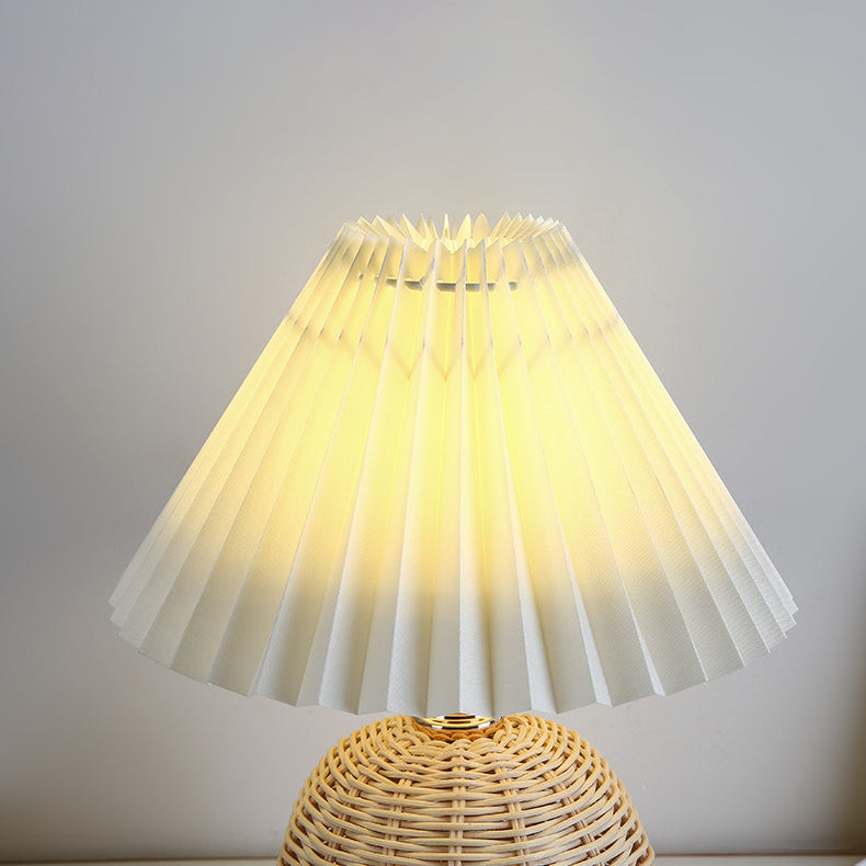 Nordic Rattan Pleated LED Table Lamp