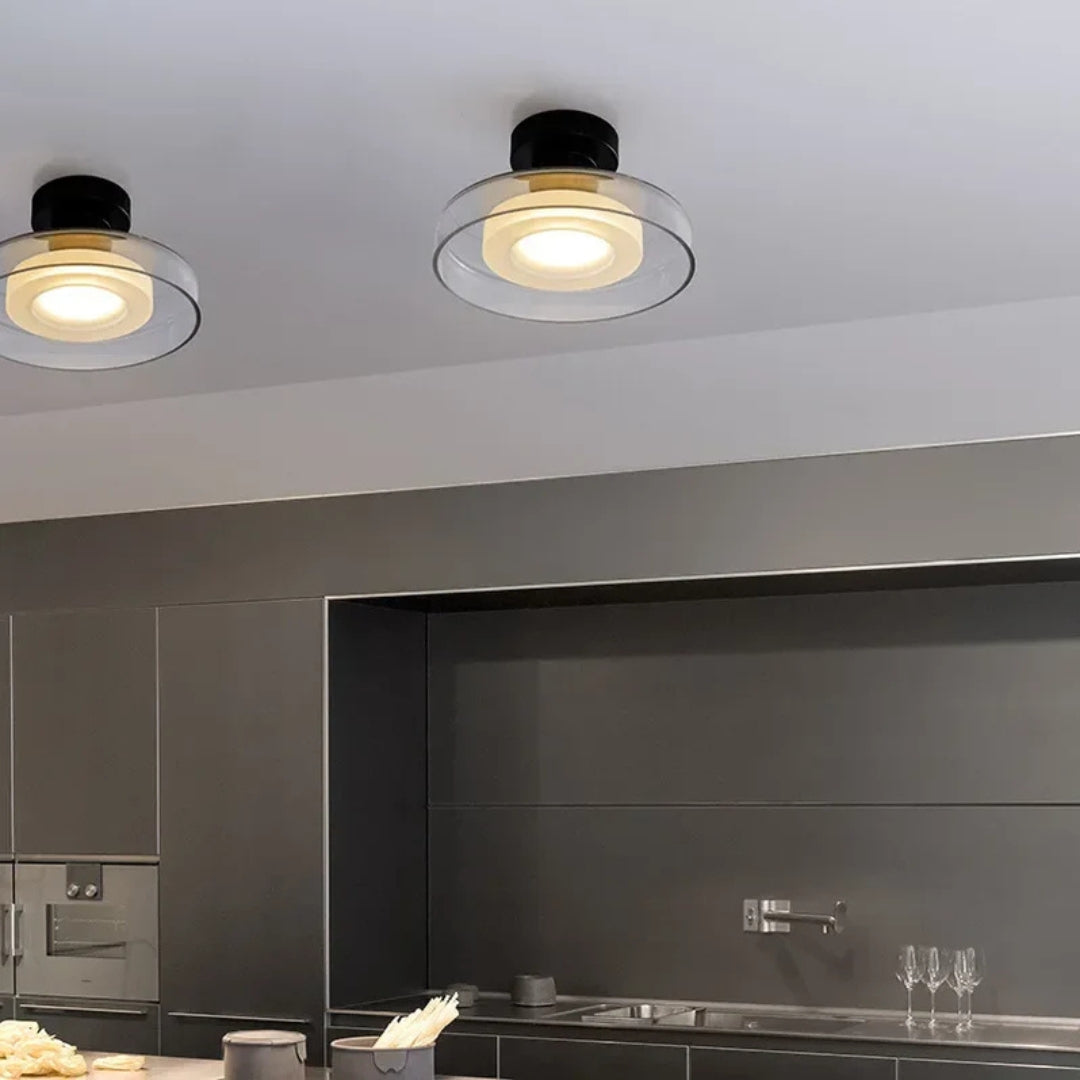 Dual Halo Orb LED Ceiling Light – Modern Ring Design with Central Globe Illumination