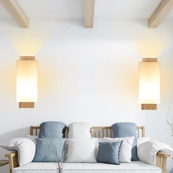 Wood & Glass Column Wall Sconce
