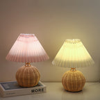 Nordic Rattan Pleated LED Table Lamp