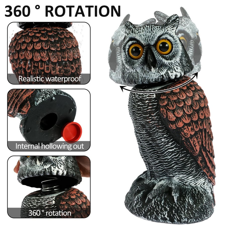 Rotating Head Owl Decoys – 2 Pack
