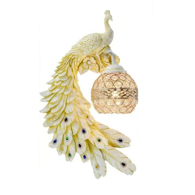 Peacock Crystal Ball Wall Sconce