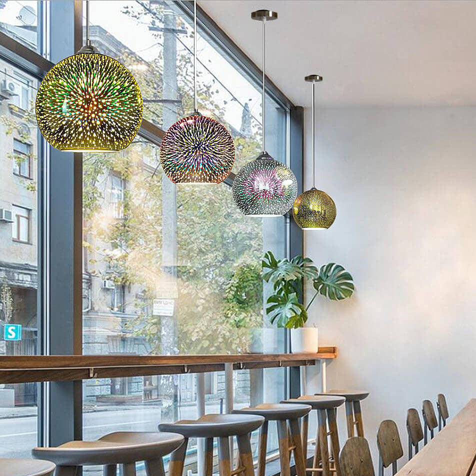 3D Fireworks Glass Dome Pendant Light