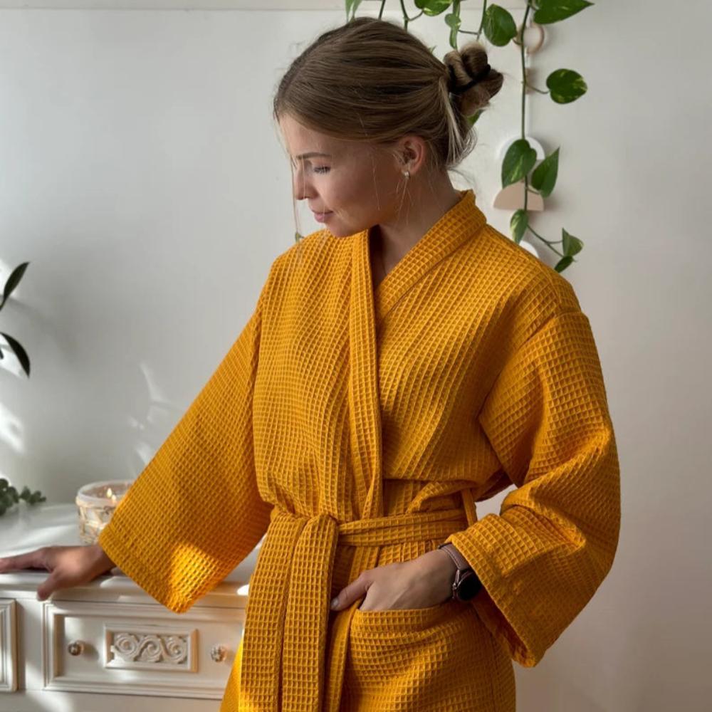 Waffle V-Neck Bathrobe