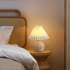 Nordic Rattan Pleated LED Table Lamp