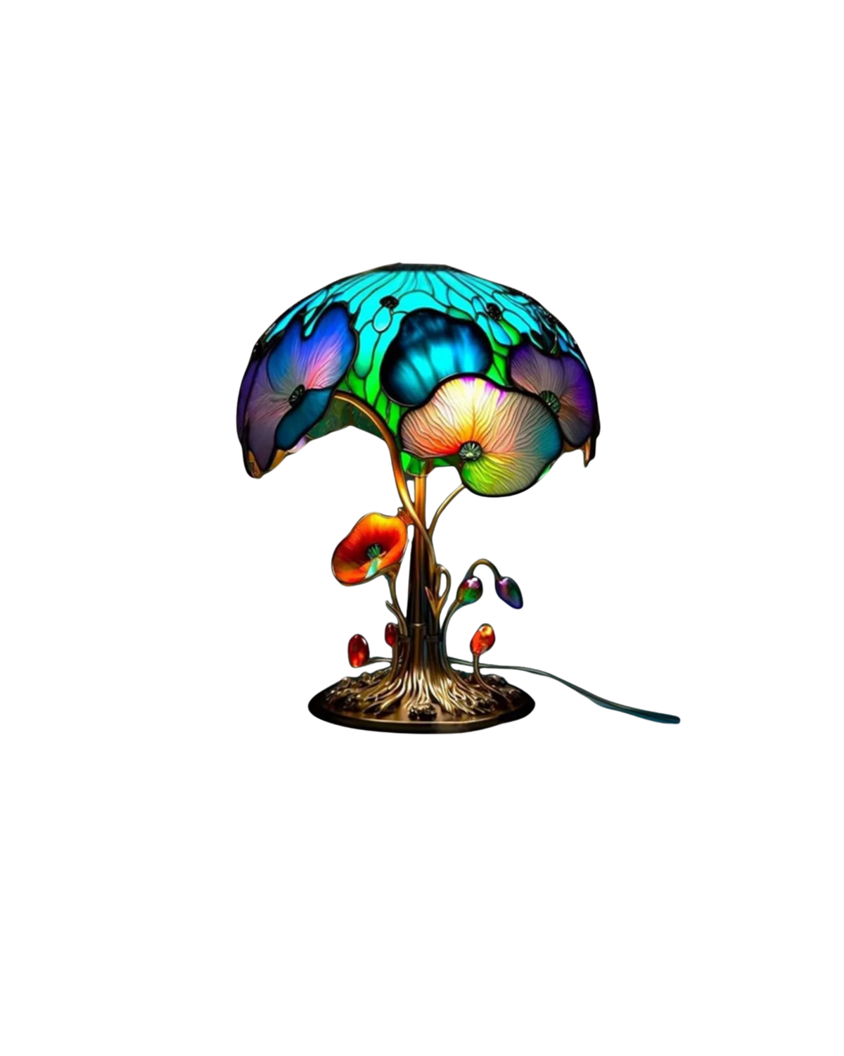 Mushroom Stained-Glass Table Lamp
