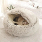 Hooded Faux Fur Pet Bed