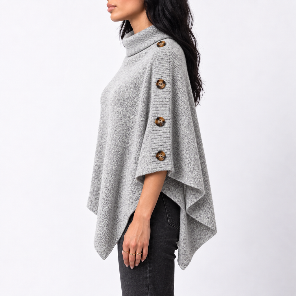 Women's Knitted Turtleneck Poncho