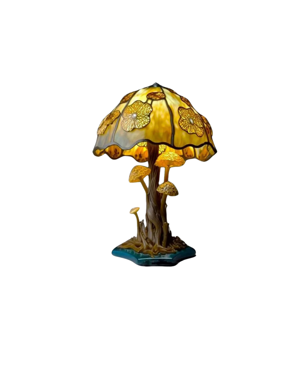 Mushroom Stained-Glass Table Lamp