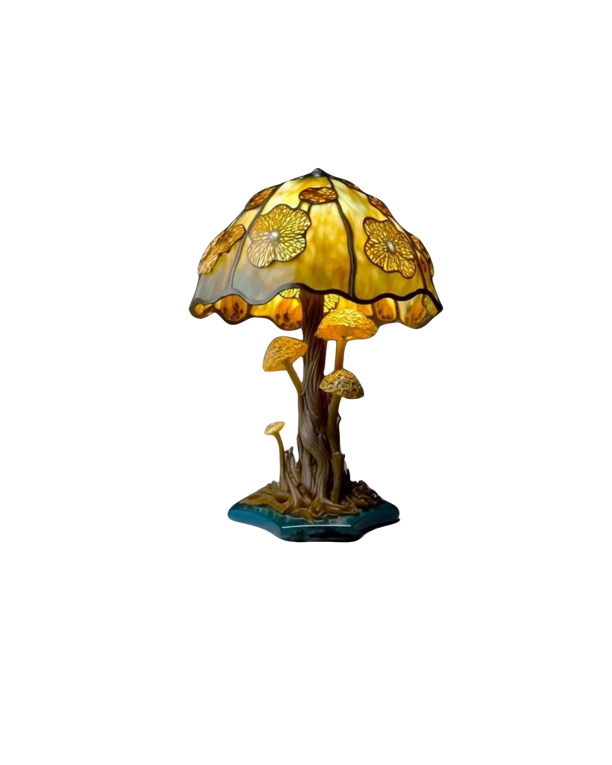 Mushroom Stained-Glass Table Lamp
