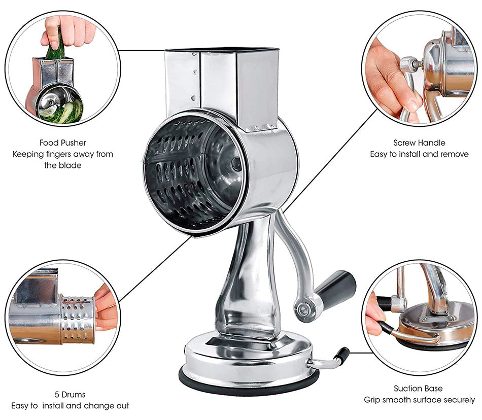 Rotary Food Grater and Slicer