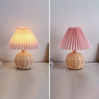 Nordic Rattan Pleated LED Table Lamp