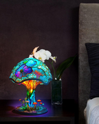 Mushroom Stained-Glass Table Lamp
