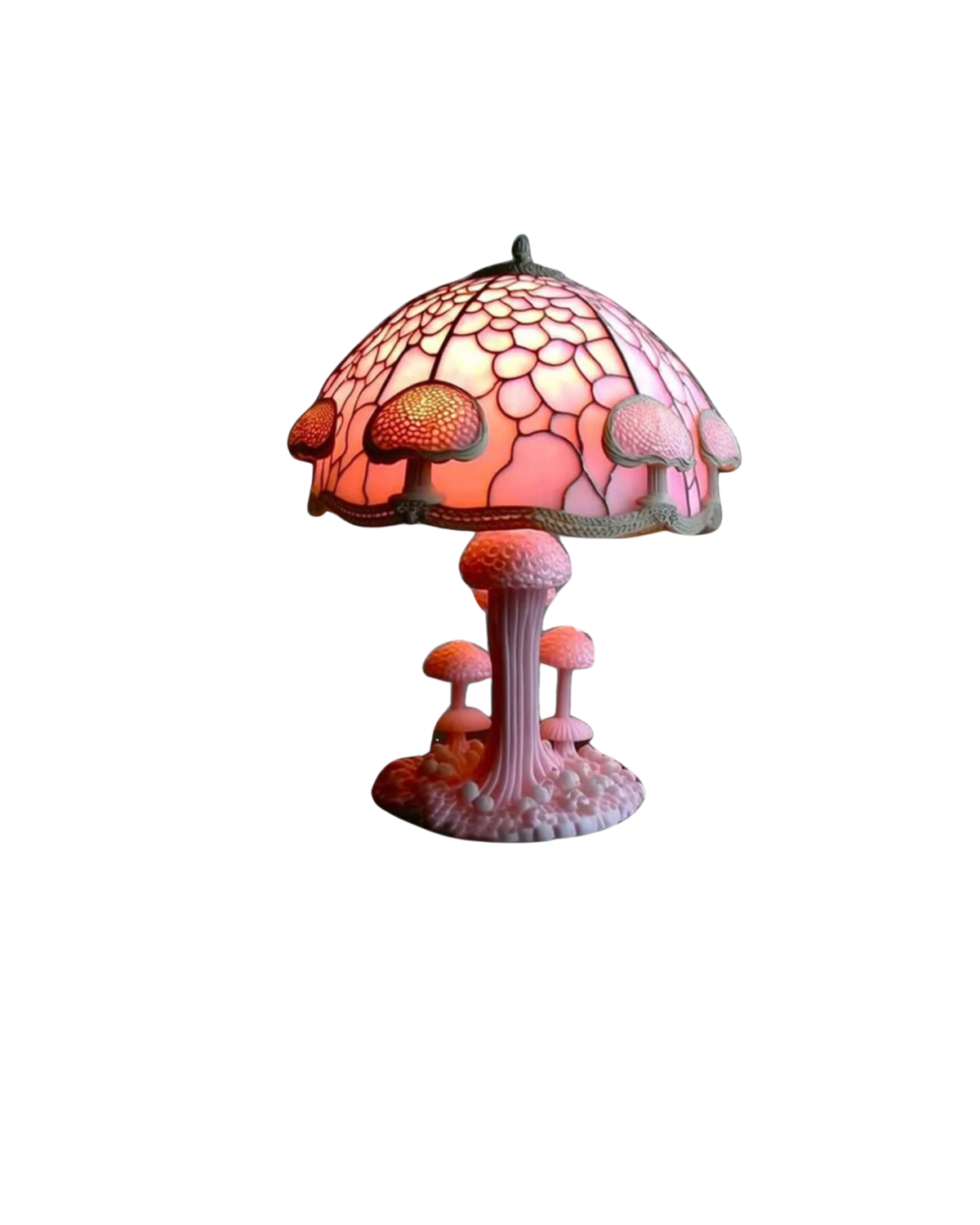 Mushroom Stained-Glass Table Lamp
