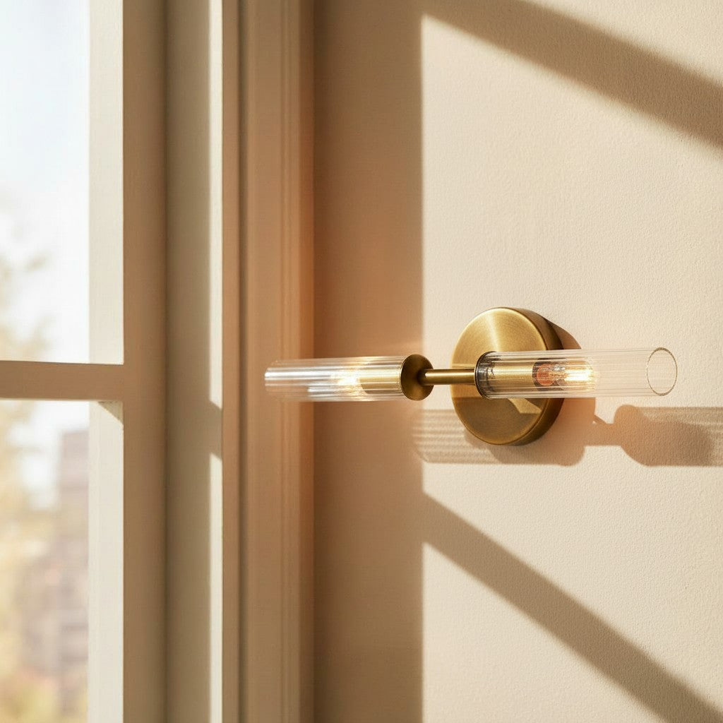 Vireo Ribbed Glass Tube Wall Sconce