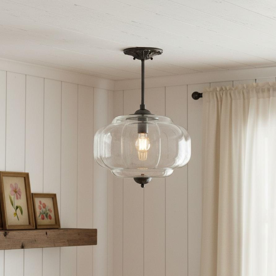 Eloise Pumpkin Glass Semi-Flush Light