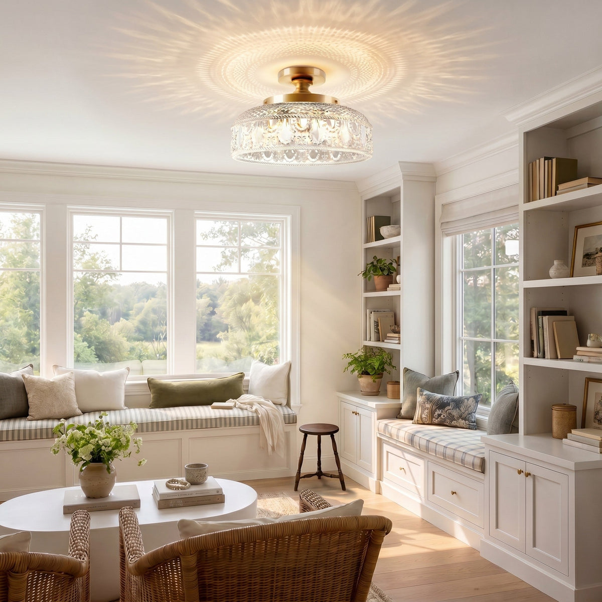 Jules Textured Glass Disc Ceiling Light