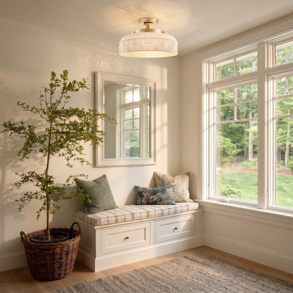 Jules Textured Glass Disc Ceiling Light