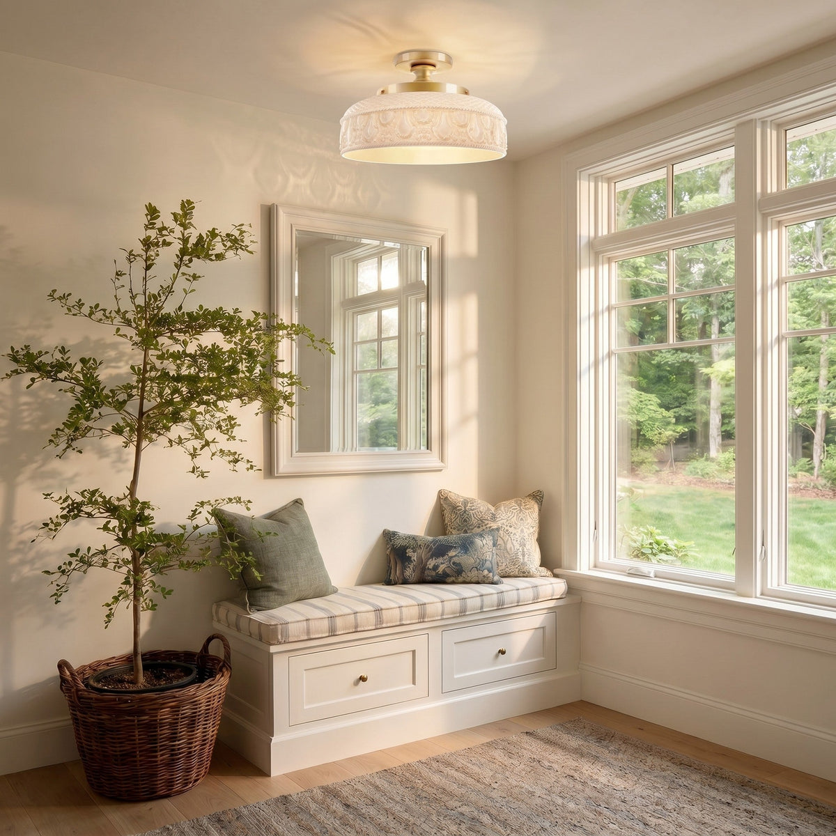 Jules Textured Glass Disc Ceiling Light