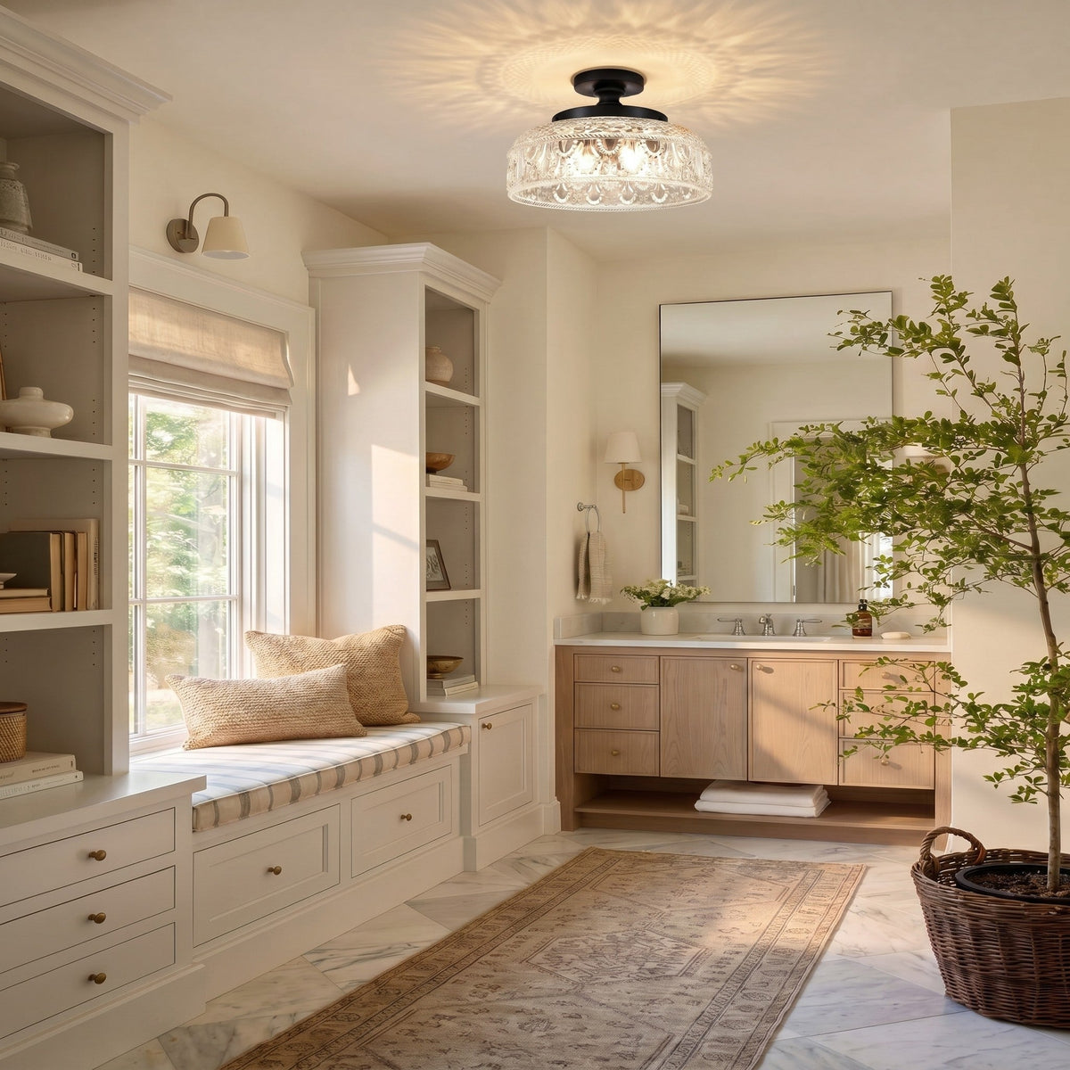 Jules Textured Glass Disc Ceiling Light