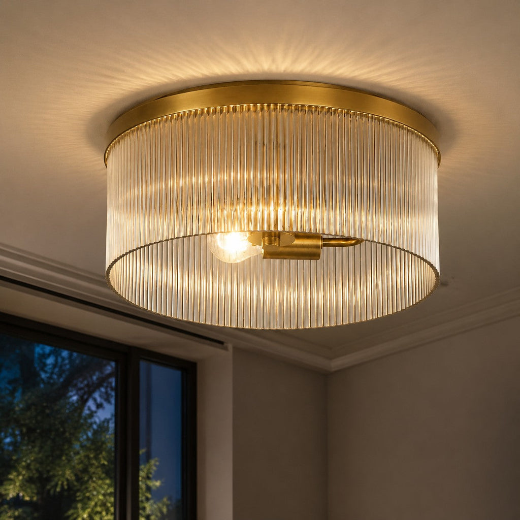 Vesper Ribbed Glass Flush Mount Light
