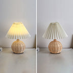 Nordic Rattan Pleated LED Table Lamp