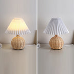 Nordic Rattan Pleated LED Table Lamp