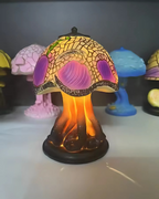 Mushroom Stained-Glass Table Lamp