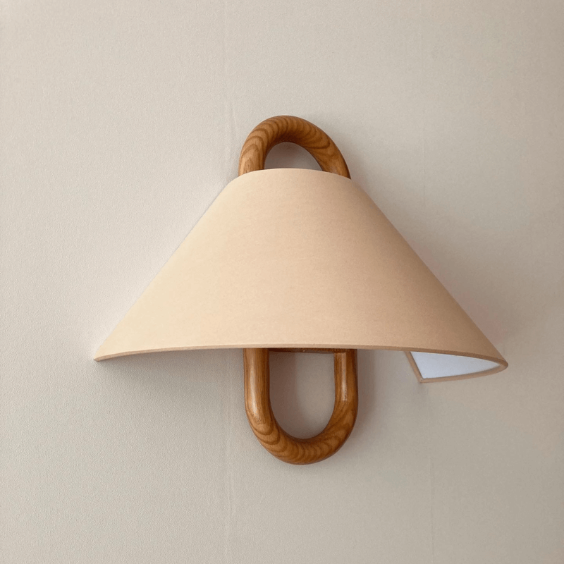Wood Pleated Semi-Circle Wall Sconce