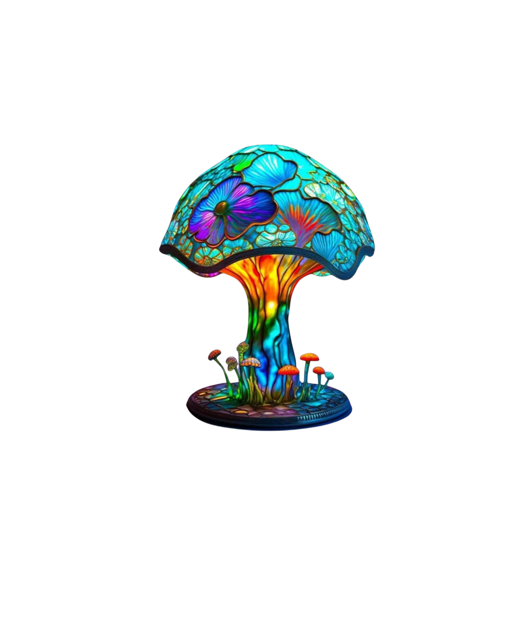 Mushroom Stained-Glass Table Lamp