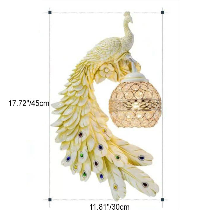 Peacock Crystal Ball Wall Sconce