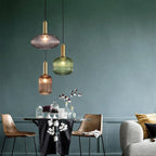 Striped Glass Lantern Pendant Light