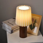 Korean Pleated Wood Table Lamp