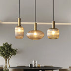 Striped Glass Lantern Pendant Light