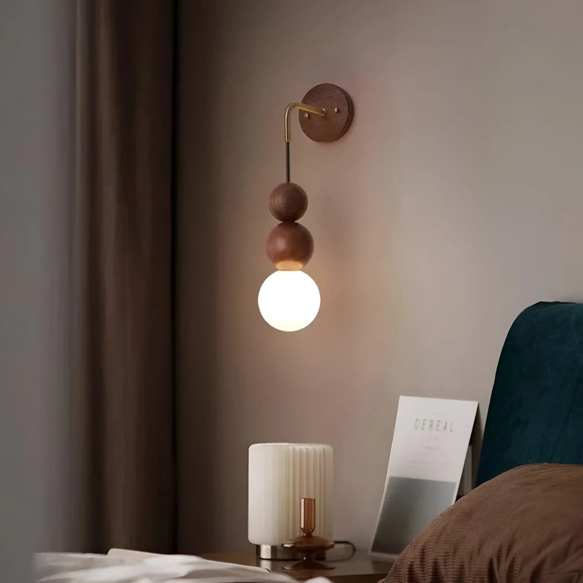 Walnut Brass Wall Light