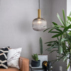 Striped Glass Lantern Pendant Light