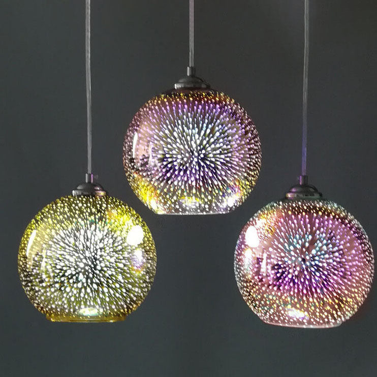 3D Fireworks Glass Dome Pendant Light