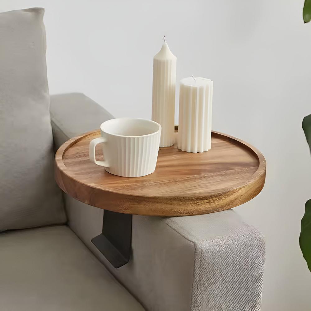 Clip-On Walnut Sofa Tray