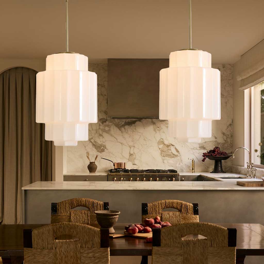 Tiered Opal Glass Pendant Light