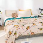Whimsical Bird Cotton Blanket