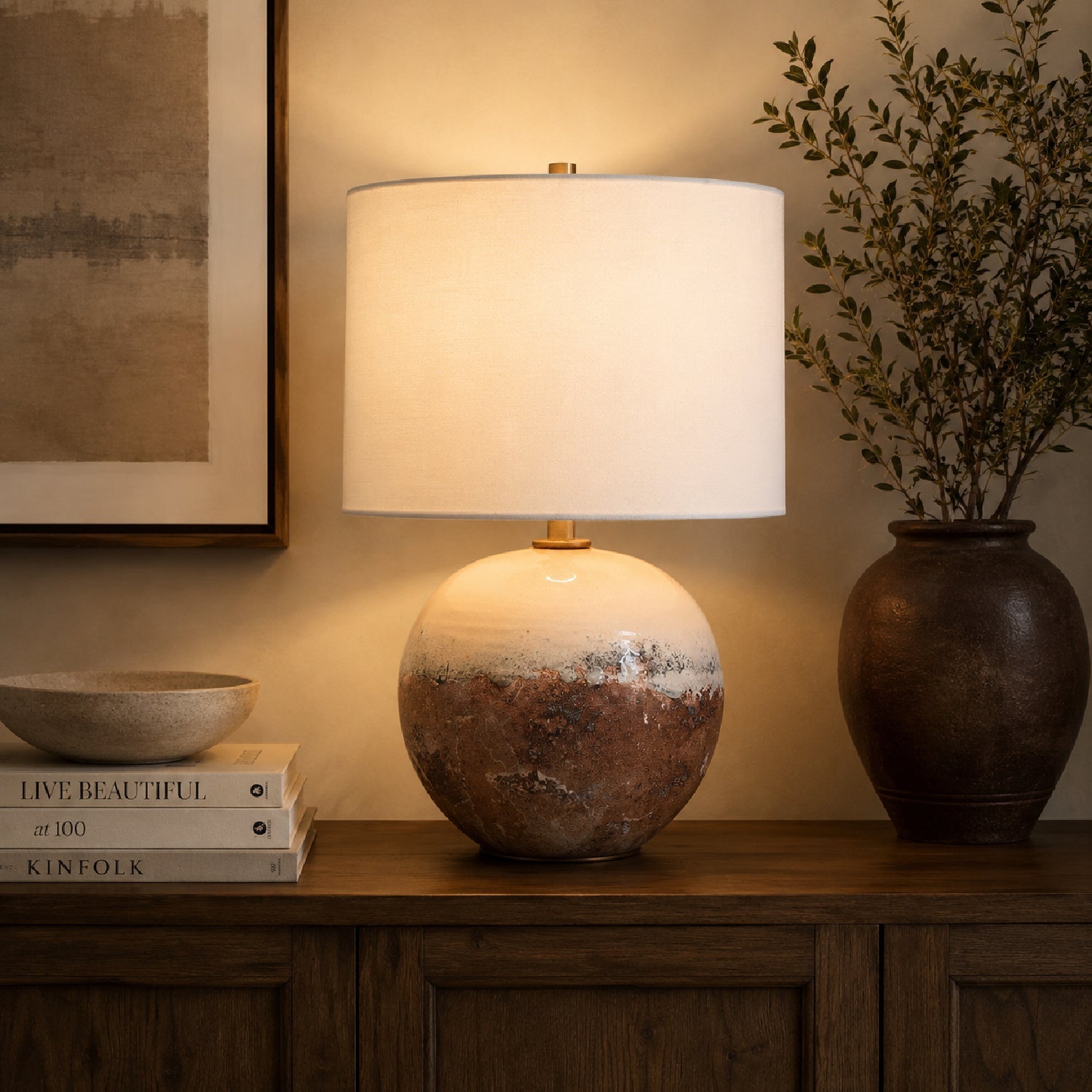 Earth-Toned Ceramic Accent Lamp