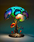 Mushroom Stained-Glass Table Lamp