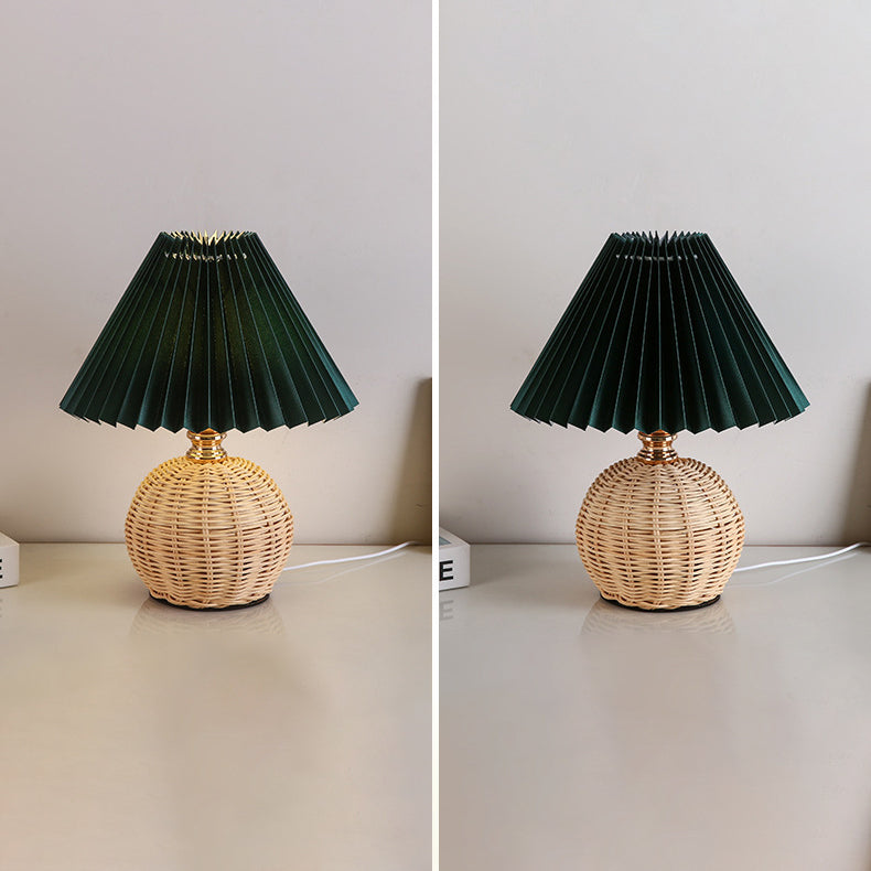Nordic Rattan Pleated LED Table Lamp