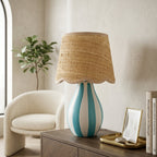 Striped Ceramic Seagrass Table Lamp